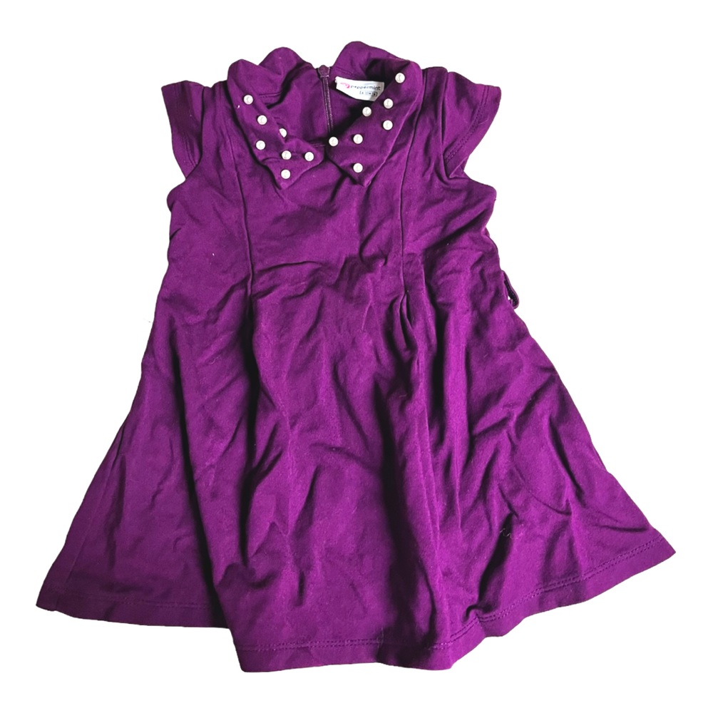Peppermint pearls purple baby girl dress 6month